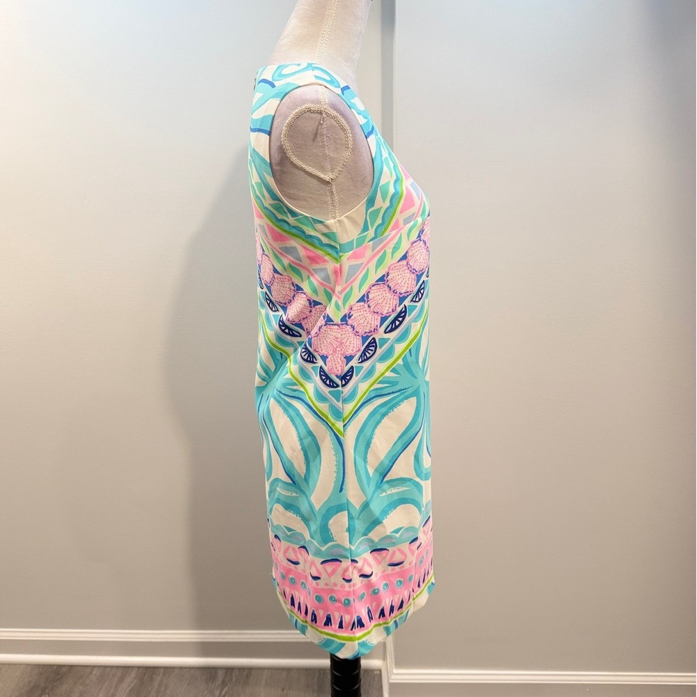 Lilly Pulitzer Womens Narissa Stretch Shift Dress Coco Island Pink Blue Size 0 - Picture 4 of 9